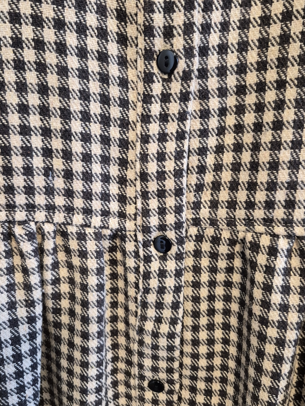 Soolinen Midi Dress Brown Houndstooth Button Front Collared Linen Blend Sz L — image 4 of 8